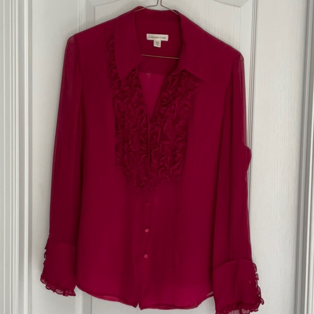 Coldwater Creek Dark Pink Long Sleeve Button Down Shirt